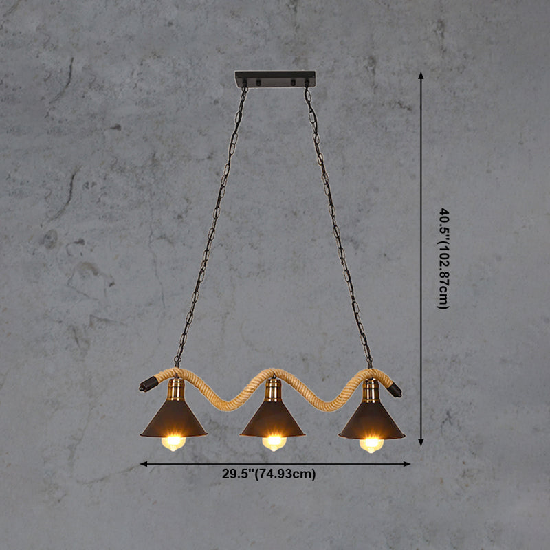 American Industrial Hemp Rope Pendant Light Vintage Hanging Light for Loft Living Room