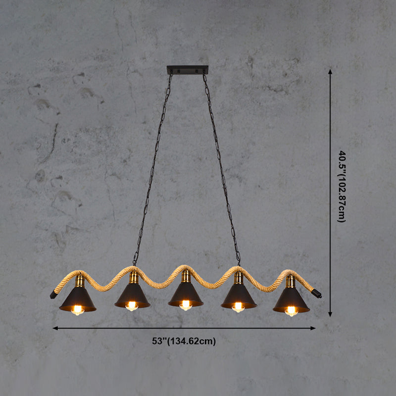 American Industrial Hemp Rope Pendant Light Vintage Hanging Light for Loft Living Room