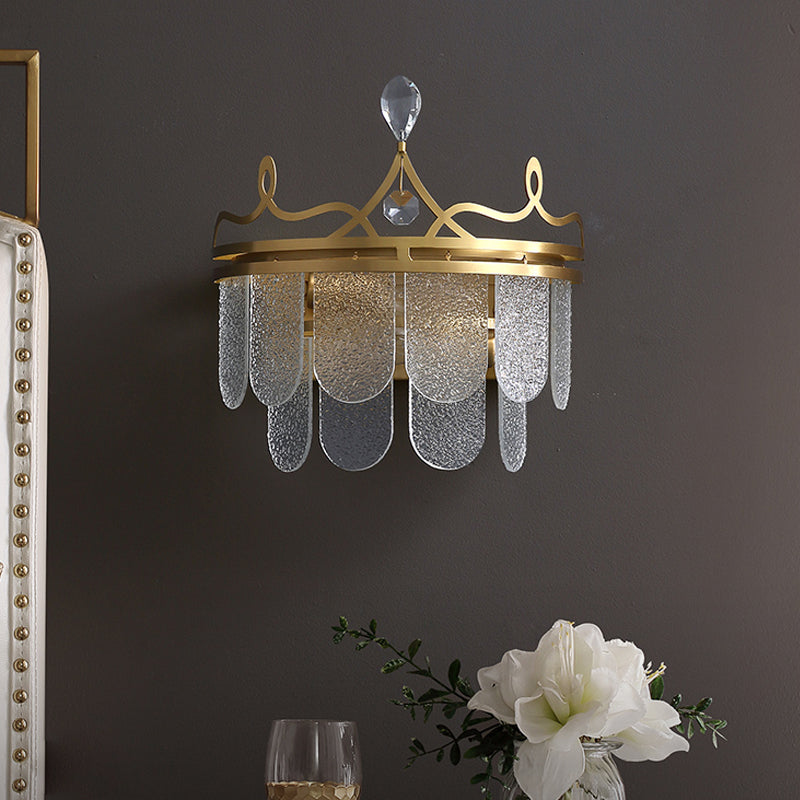 Living Room Gold Wall Sconce Postmodern Crystal 2 Head Wall Mounted Light Fixture
