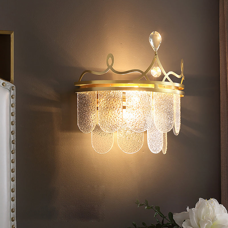 Living Room Gold Wall Sconce Postmodern Crystal 2 Head Wall Mounted Light Fixture