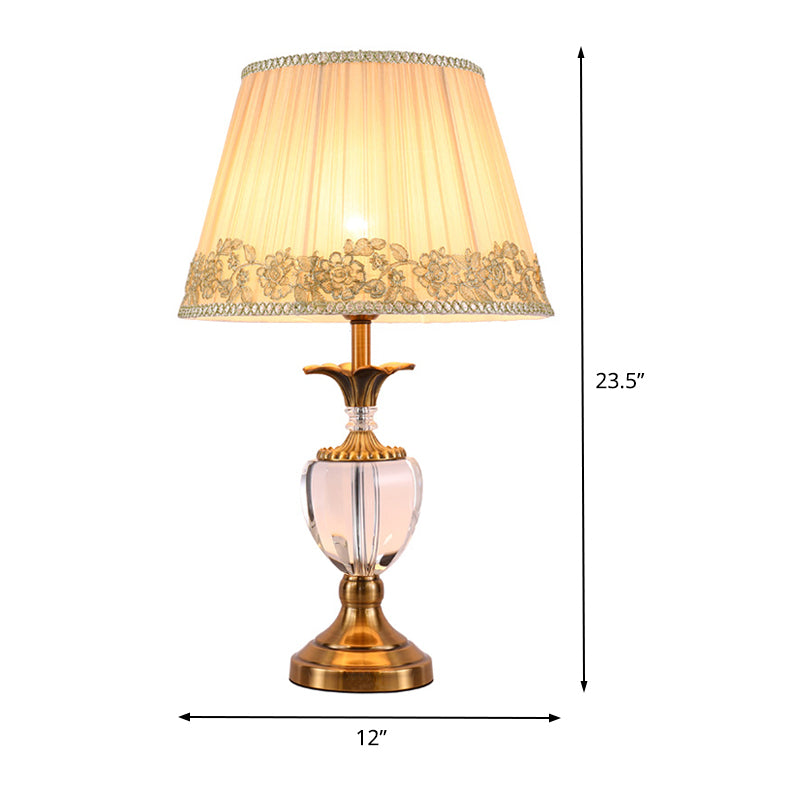 Jar Shape Task Lighting Modernism Hand-Cut Crystal 1 Bulb Small Desk Lamp in Beige