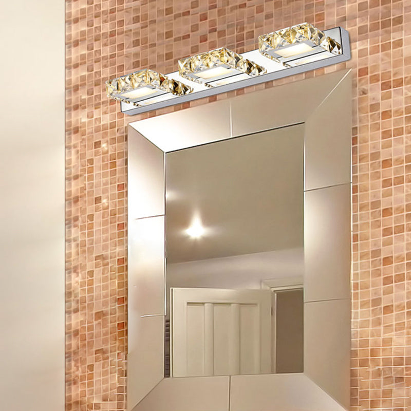 Modern Crystal Makeup Mirror Light Stainless Steel LED Mirror Lamp Fixture for Bathroom