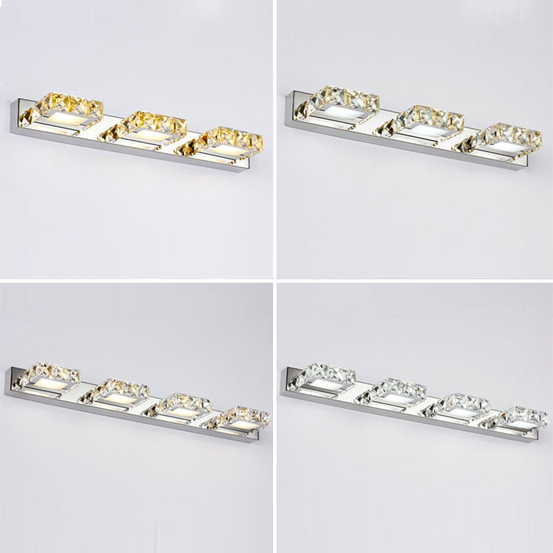 Modern Crystal Makeup Mirror Light Stainless Steel LED Mirror Lamp Fixture for Bathroom