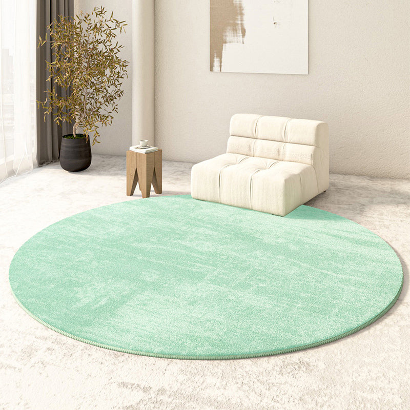 Round Plain Shag Area Rug Polyester Modern Carpet Non-Slip Backing Indoor Rug for Living Room