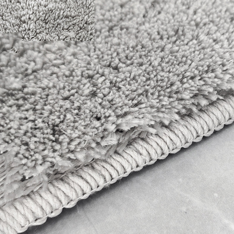 Round Plain Shag Area Rug Polyester Modern Carpet Non-Slip Backing Indoor Rug for Living Room