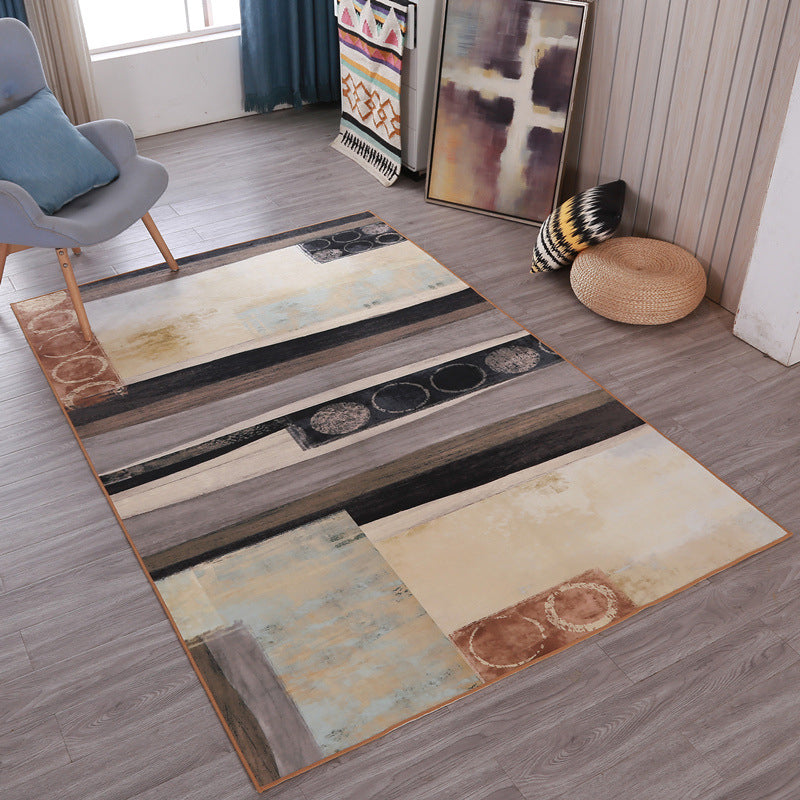 Fancy Modern Rug Brown Abstract Graphic Rug Stain Resistant Rug for Living Room