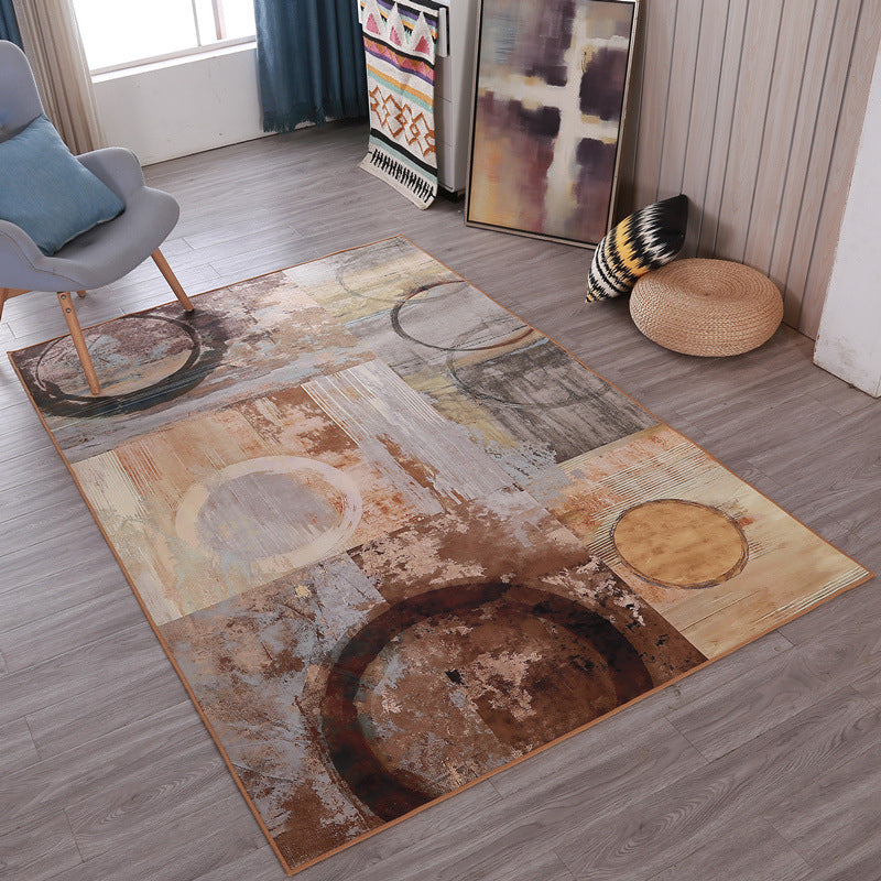 Fancy Modern Rug Brown Abstract Graphic Rug Stain Resistant Rug for Living Room