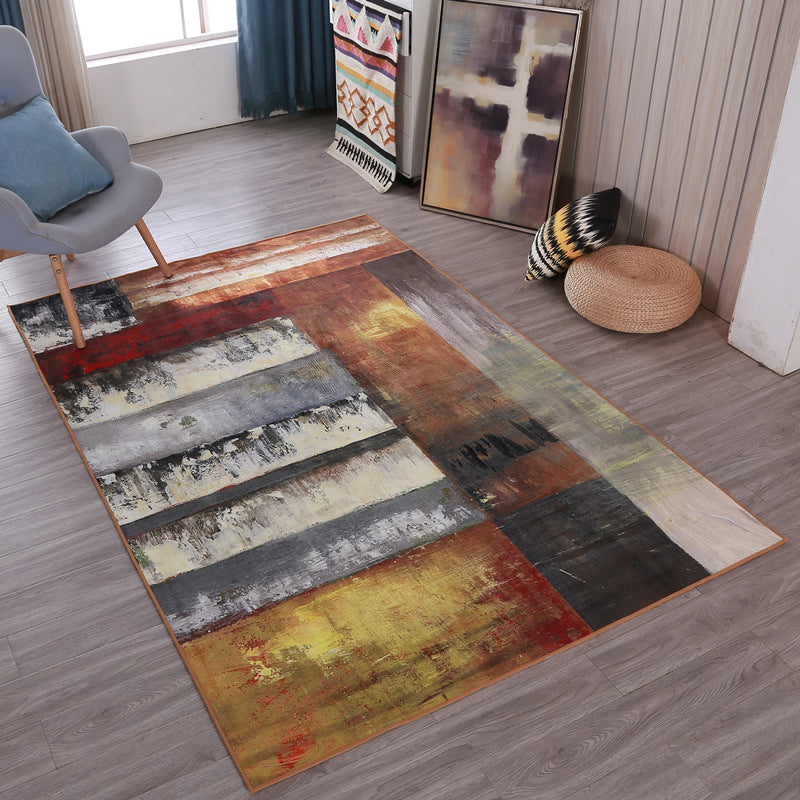 Fancy Modern Rug Brown Abstract Graphic Rug Stain Resistant Rug for Living Room