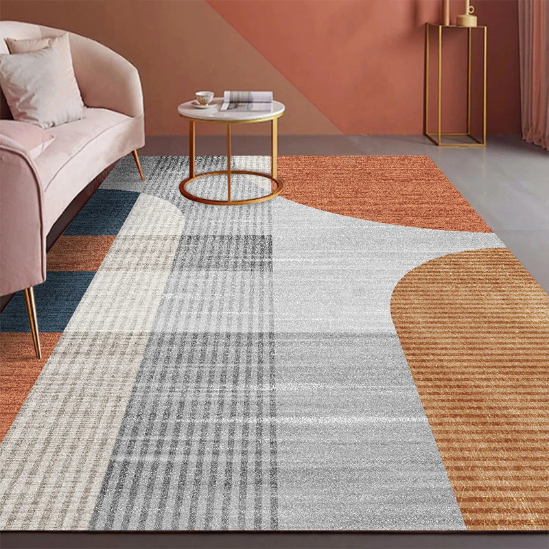 Modern Area Carpet Contrast Panel Polyester Area Rug Stain Resistant Area Carpet for Living Room