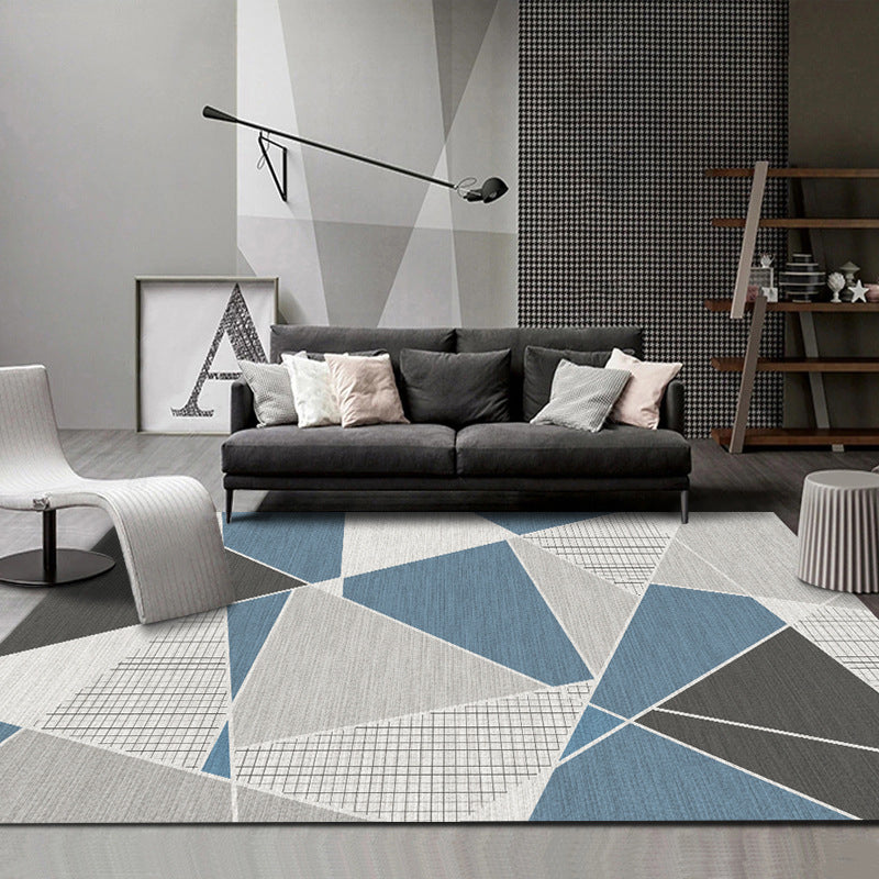 Modern Area Carpet Contrast Panel Polyester Area Rug Stain Resistant Area Carpet for Living Room