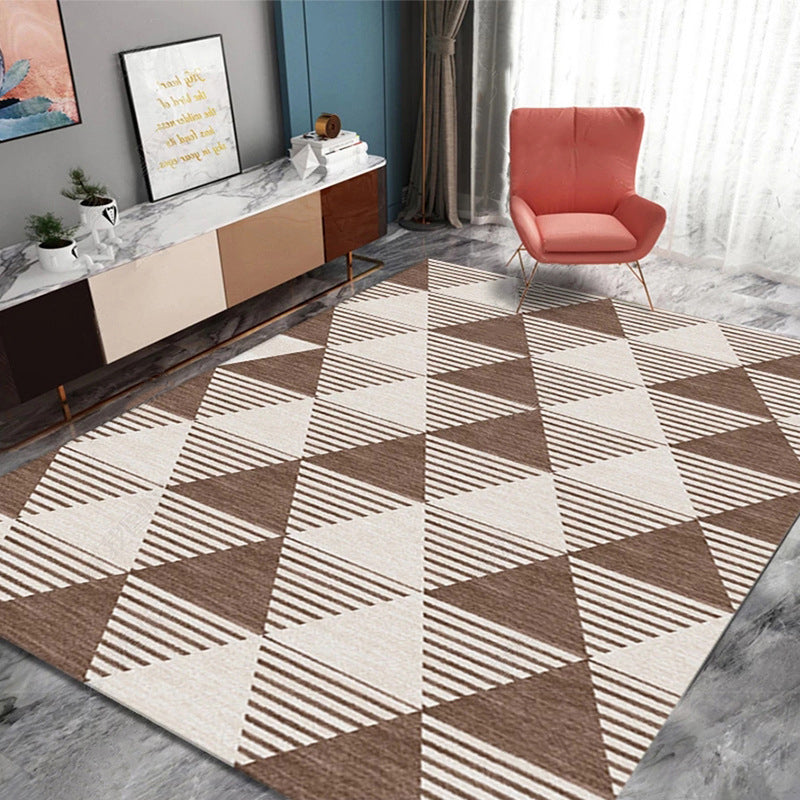 Modern Area Carpet Contrast Panel Polyester Area Rug Stain Resistant Area Carpet for Living Room