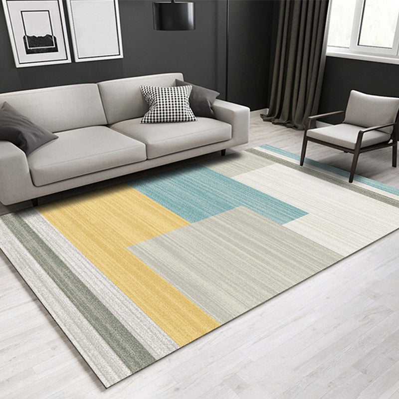 Modern Area Carpet Contrast Panel Polyester Area Rug Stain Resistant Area Carpet for Living Room
