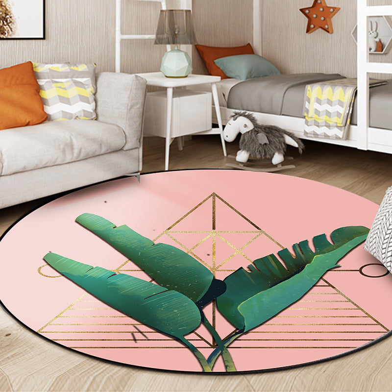 Green Modern Rug Polyester Cactus Area Rug Njon-Slip Backing Rug for Living Room