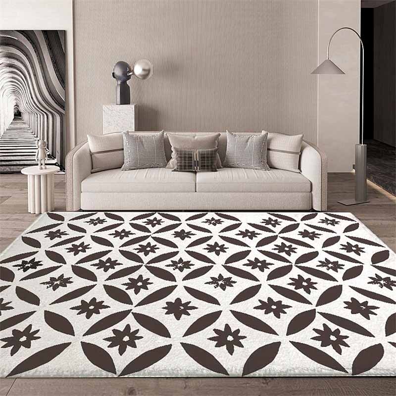 Modern Flower Pattern Carpet Green Polyester Area Rug Non-Slip Backing Area Rug for Home Decor