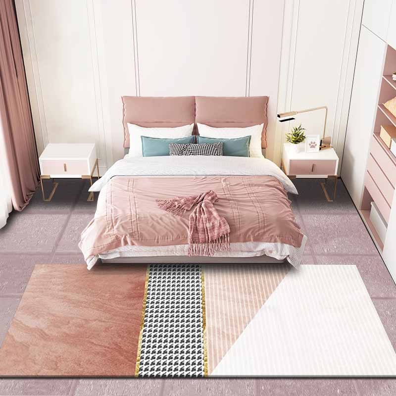 Pink Contemporary Rug Blending Color Lump Rug Stain Resistant Rug for Living Room