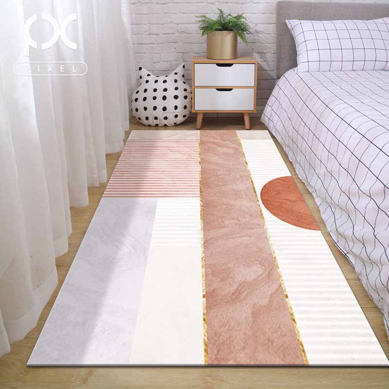 Pink Contemporary Rug Blending Color Lump Rug Stain Resistant Rug for Living Room