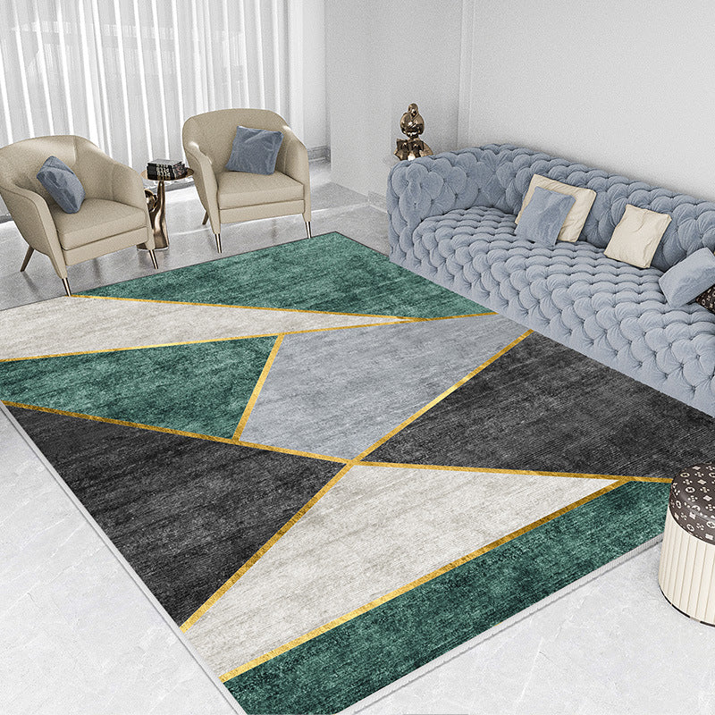 Gold Modern Rug Polyester Abstract Pattern Rug Non-Slip Backing Rug for Home Decor