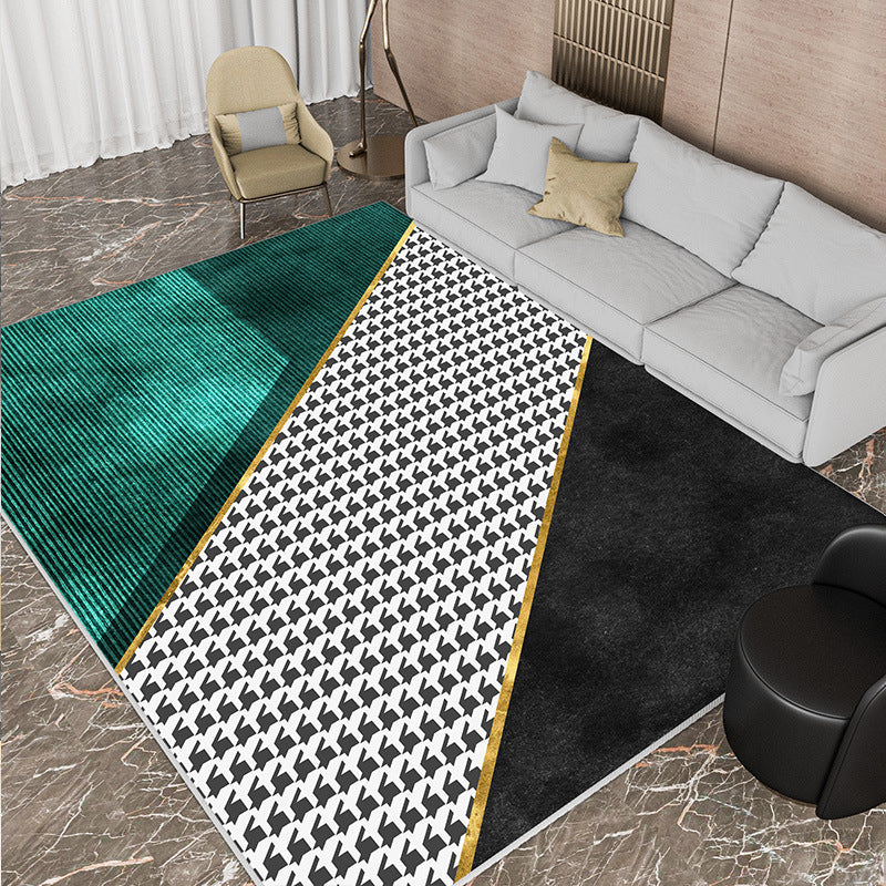 Gold Modern Rug Polyester Abstract Pattern Rug Non-Slip Backing Rug for Home Decor