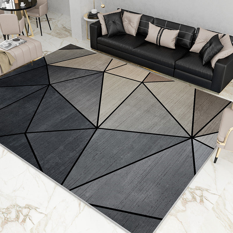 Gold Modern Rug Polyester Abstract Pattern Rug Non-Slip Backing Rug for Home Decor