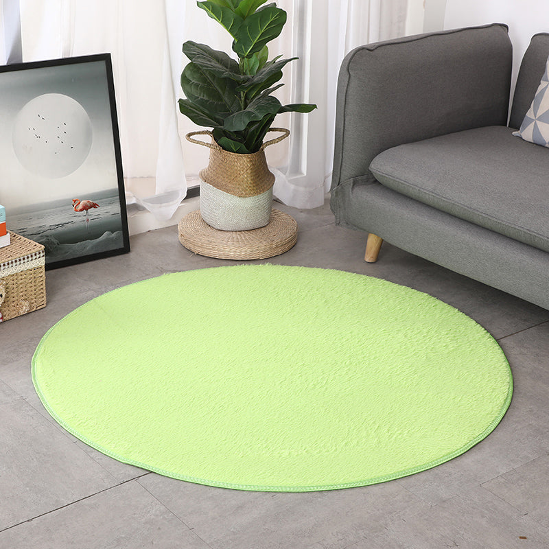 White Living Room Carpet Solid Color Polyester Area Rug Non-Slip Backing Area Rug