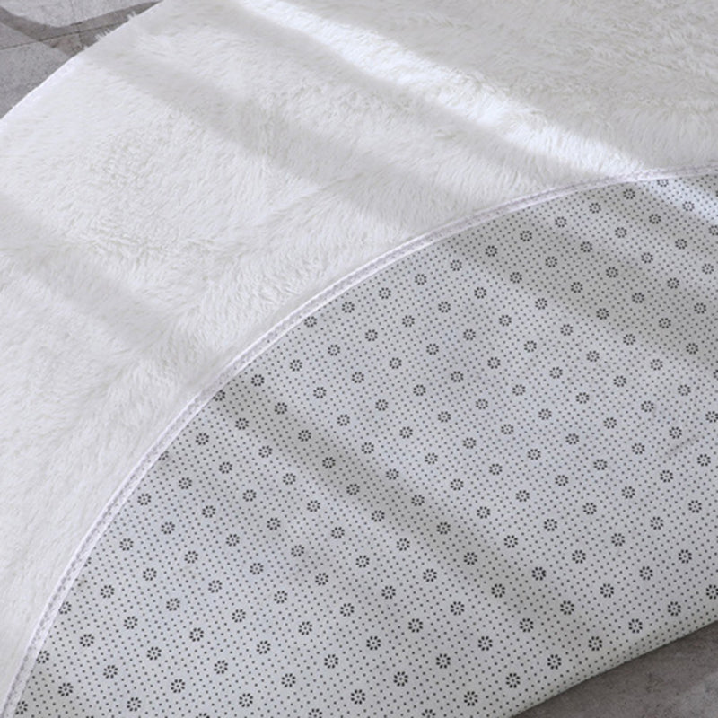 White Living Room Carpet Solid Color Polyester Area Rug Non-Slip Backing Area Rug