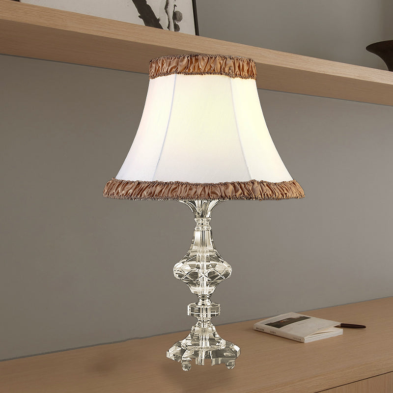 Contemporaneo 1 tavolo da lampadina leggera a pannello bianco a pannello da scrivania con tonalità in tessuto