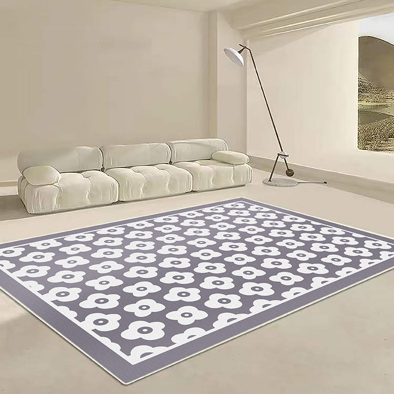 Green Modern Carpet Flower Pattern Polyester Area Rug Anti-Slip Easy Care Rug for Home Decor
