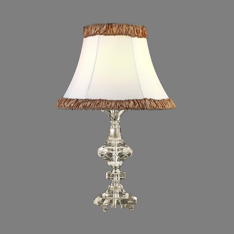 Contemporaneo 1 tavolo da lampadina leggera a pannello bianco a pannello da scrivania con tonalità in tessuto