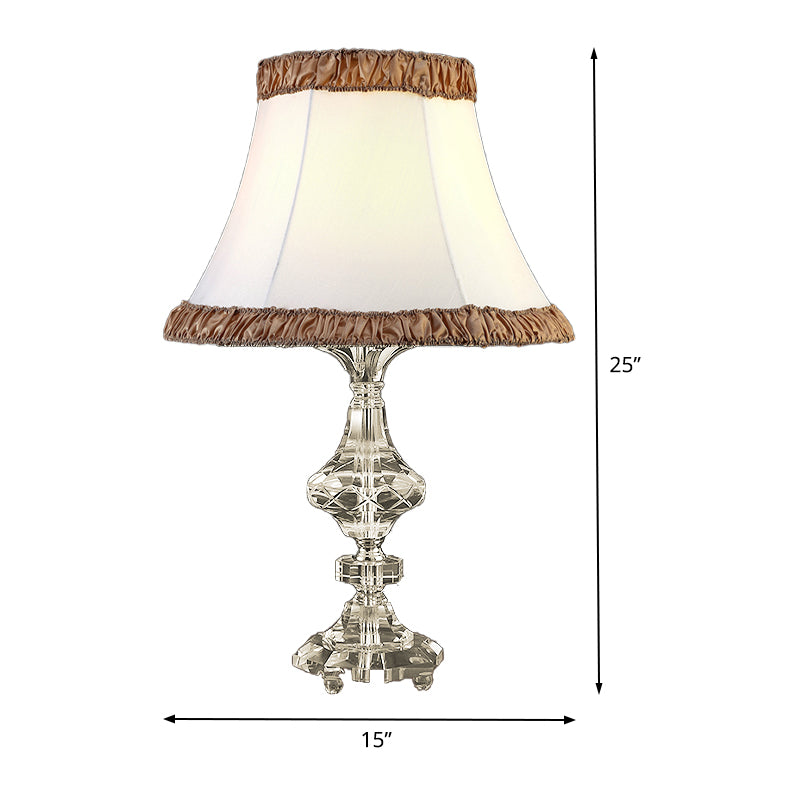 Contemporaneo 1 tavolo da lampadina leggera a pannello bianco a pannello da scrivania con tonalità in tessuto