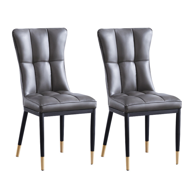 Sillas de comedor tapizadas sin brazos Sillas laterales con respaldo sólido con patas de metal