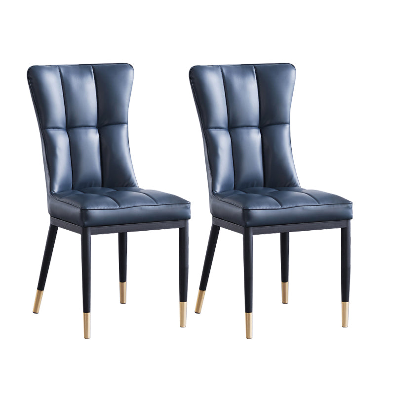 Sillas de comedor tapizadas sin brazos Sillas laterales con respaldo sólido con patas de metal