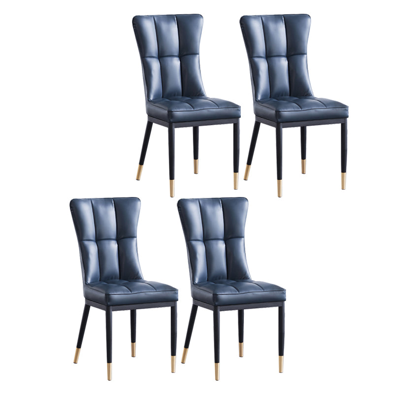 Sillas de comedor tapizadas sin brazos Sillas laterales con respaldo sólido con patas de metal