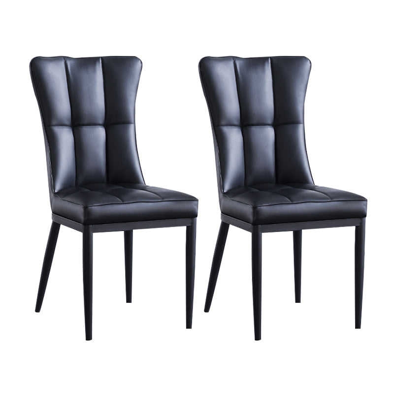Sillas de comedor tapizadas sin brazos Sillas laterales con respaldo sólido con patas de metal