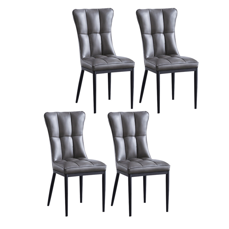 Sillas de comedor tapizadas sin brazos Sillas laterales con respaldo sólido con patas de metal