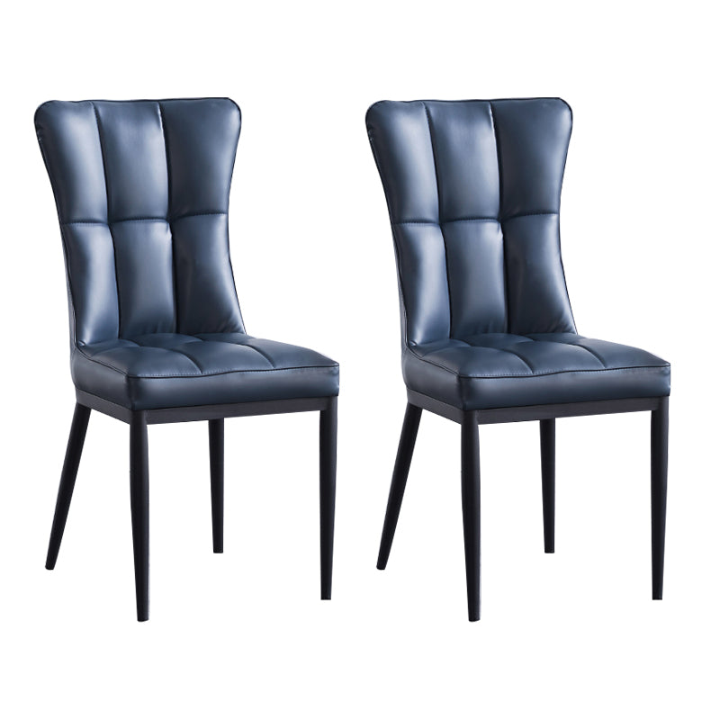 Sillas de comedor tapizadas sin brazos Sillas laterales con respaldo sólido con patas de metal