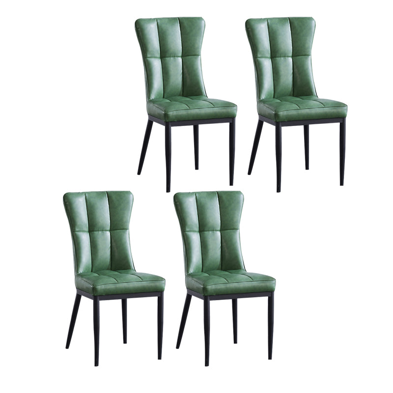 Sillas de comedor tapizadas sin brazos Sillas laterales con respaldo sólido con patas de metal