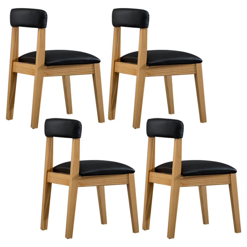 Silla lateral casera de estilo campestre, silla tapizada de madera con respaldo abierto para comedor
