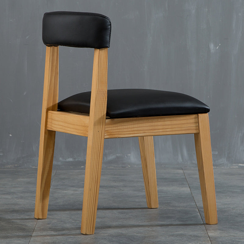 Silla lateral casera de estilo campestre, silla tapizada de madera con respaldo abierto para comedor