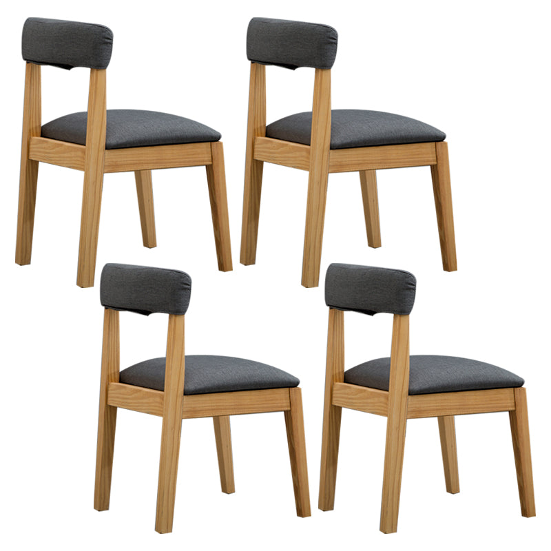 Silla lateral casera de estilo campestre, silla tapizada de madera con respaldo abierto para comedor