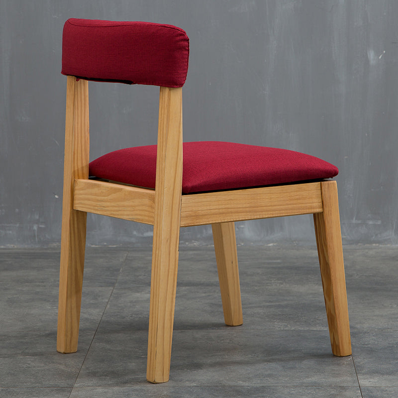 Silla lateral casera de estilo campestre, silla tapizada de madera con respaldo abierto para comedor