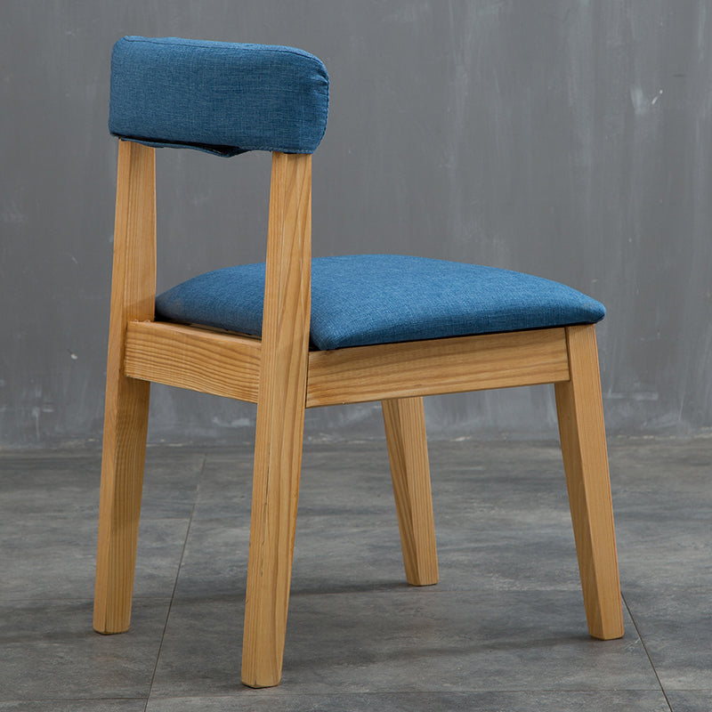 Silla lateral casera de estilo campestre, silla tapizada de madera con respaldo abierto para comedor