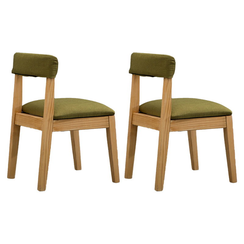 Silla lateral casera de estilo campestre, silla tapizada de madera con respaldo abierto para comedor