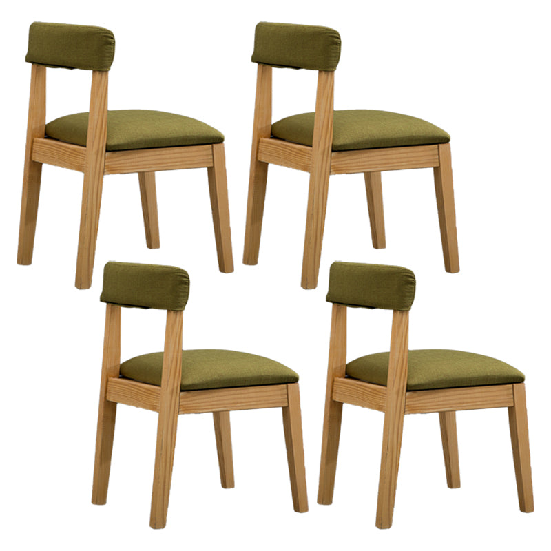 Silla lateral casera de estilo campestre, silla tapizada de madera con respaldo abierto para comedor