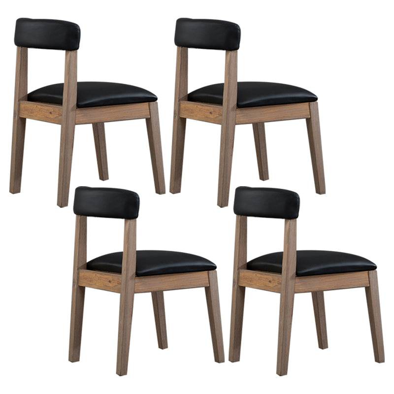 Silla lateral casera de estilo campestre, silla tapizada de madera con respaldo abierto para comedor