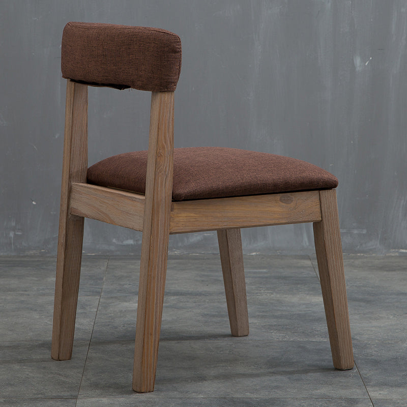 Silla lateral casera de estilo campestre, silla tapizada de madera con respaldo abierto para comedor
