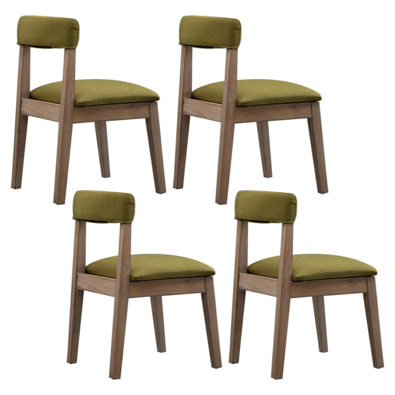 Silla lateral casera de estilo campestre, silla tapizada de madera con respaldo abierto para comedor