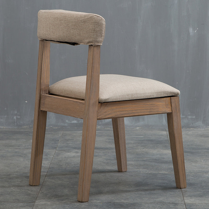 Silla lateral casera de estilo campestre, silla tapizada de madera con respaldo abierto para comedor