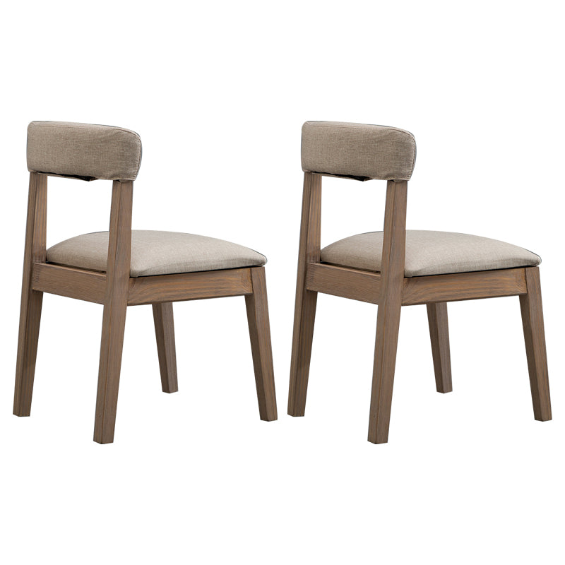 Silla lateral casera de estilo campestre, silla tapizada de madera con respaldo abierto para comedor
