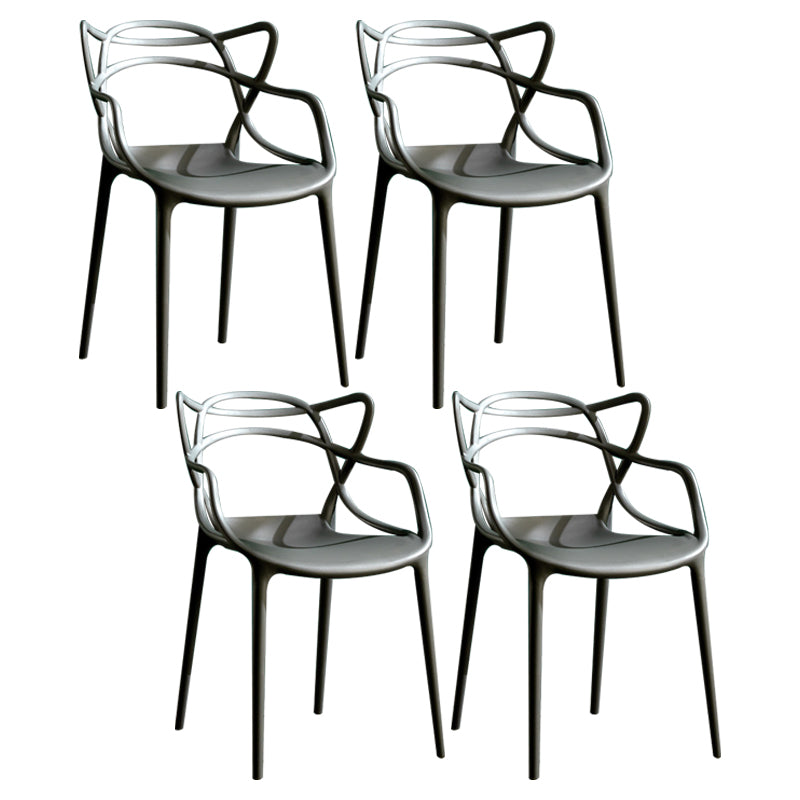 Sillas de comedor de cocina de estilo moderno Silla auxiliar con brazo de comedor con patas de plástico