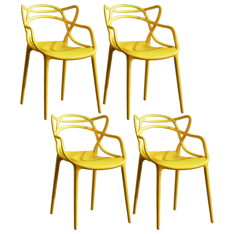 Sillas de comedor de cocina de estilo moderno Silla auxiliar con brazo de comedor con patas de plástico